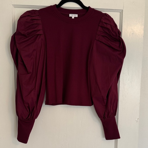TCEC Burgundy Puff Sleeve Blouse - Picture 1 of 6
